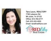 722 Aberdeen Parke Dr Smyrna TN 37167 &#124; Tara Leurs nnTara LeursnnTara earned her real estate license in 2004 as a way of financing her college education and graduated from MTSU in 2005 with a major in public relations and double minor in marketing/English. She became a broker in 2013 and opened Red Lily in 2014 to create a real estate company that continually strives for honesty and integrity. With over ten years’ experience as a professional realtor, Tara offers clients, whether they are buyi