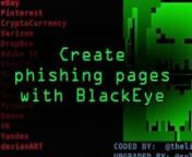 How to Create Phishing Pages for Any Website with BlackEyenFull Tutorial: https://nulb.app/x4kmknSubscribe to Null Byte: https://vimeo.com/channels/nullbytenSubscribe to WonderHowTo: https://vimeo.com/wonderhowtonKody&#39;s Twitter: twitter.com/KodyKinziennCyber Weapons Lab, Episode 113nnPhishing is an effective method of stealing personal data from an unwitting target only if you can successfully fool them into handing you said information. To do this, we&#39;ll show you BlackEye, a handy tool to gene