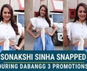 Sonakshi Sinha was recently spotted promoting her upcoming film Dabangg 3. For the promotional event, Sonakshi opted for a semi sleeved-flare white top with buttons and paired it with a blue asymmetrical skirt. Check out the video here.