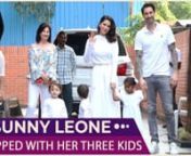 The family was seen in all-white attire. The duo Sunny and Daniel Weber are parents to three kids - a daughter named Nisha and twin boys named Noah and Asher. The gorgeous diva was dressed in a white top and white palazzo. The gorgeous actress is often spotted dropping off her kids at their playschool. The actress is always all smiles as she gets papped while dropping off her kids Nisha, Noah, and Asher at their playschool.