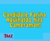 Kristen G. from the TMZ studio reports Farina Aguinaldo, candidate for presidency, allegedly attack a cameraman when being asked a simple question.