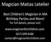 http://www.magicianforchildren.com/testimonials.php - Matias Letelier participated in a recent show for the Boston Area Rape Crisis Center. The event was a huge success, BARCC is committed to ending sexual violence through healing and social change. Magician Matias entertained the crowd of young and old alike, even enlisting the help of his famous bunny - Coco!nThe best children&#39;s magician in MA for your child&#39;s next birthday party, wedding, school show or corporate event! Call today at 617-699-