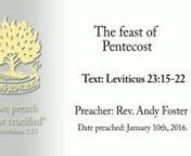 Leviticus #29: Feast of PentecosttLeviticus 23:15-22nThis Levitical feast is forever associated with the events of Acts 2. The coming of the Holy Ghost on that day as promised by Christ is the message and fulfillment of this feast.nnHoly living—the theme of this section of the book of Leviticus—can never be separated from the Person and ministry of the Holy Ghost. How much of what was later revealed about the ministry of the Holy Ghost, was understood in advance by God’s people is unclear.