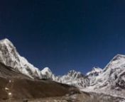 time-lapse video of Kala Patar and Pumori from Gorek Shep, with Trekkers making the predawn push