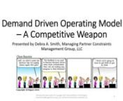 Webinar 3 of 3 in this DDOM Series with Debra A. Smith Managing Partner of CMG.nnThis third webinar demonstrates how DDOM metrics are used to sustain and improve a Demand Driven Operating Model.DDOM tactical variance reconciliation is DD S&amp;OP and the missing link in Sales &amp; Operations Planning.Knowing where and how your tactical actions block System Flow can focus improvement investment and efforts that deliver market strategy objectives and ROI gains.nnNOTE: This is an advanced webi