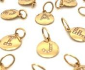 Alphabet Letter Initial Diamond Coin Tag Charm in 9ct Gold from 9ct