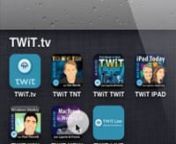 This is my first real jQTouch web app. Enjoy instant access to the TWiT.tv network!nnFeatures:n - All TWiT.tv netcasts (audio only)n - Netcast episode informationn - TWiT Liven - Cover art home screen icons (iPhone only)nnAccess it at:nhttp://www.interrupt23.com/apps/twit5nnnnThis web app is not affiliated with TWiT.