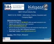 July 13 - SBA7j Virtual Industry Day:NAICS 51-52, 55XXX – Information, Finance, Insurance and Company Mgmt from 55 xxx