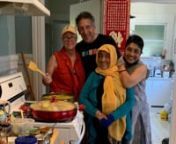 On May 3, 2021, in Oakland, California,Bhadra and her daughter Roke, raised money for their village in Northern India by cooking delicious Bengali meals with the help of friends JoAnn, Ben, Suk Wah, and Magic the dog. Bhadra cooks, she sings and she paints. BhadraCreates.com