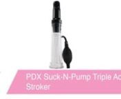https://www.pinkcherry.com/products/pdx-suck-n-pump-triple-action-stroker (PinkCherry US)nhttps://www.pinkcherry.ca/products/pdx-suck-n-pump-triple-action-stroker (PinkCherry Canada)nn Is it a stroker? Is it a pump? What is this magic? This, gents, is one of the most unique stroker slash pumps we&#39;ve ever seen. Featuring both strong erection-wrangling suction and an innovative internal sleeve that tightens up to grip the shaft, the Suck-N-Pump does double duty as a enhancer and play tool.nnThe re