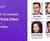 The rise of content platform TikTok, with over 100 million monthly active users in 2020 alone, has created a need for brands to reach and evolve with a new generation of consumers, one that has a stronger sense of self-expression and individualism than ever before.nnIn the next State of the Consumer webinar, Suzy’s Founder &amp; CEO Matt Britton and TikTok’s Head of North America Business Marketing, Sofia Hernandez, will present a trend report on how TikTok is influencing culture, consumers,