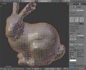 Quick demonstration of a dual contouring modifier in Blender.nnThis is based on code contributed by Dr Tao Ju, full info in Ton&#39;s email here: http://lists.blender.org/pipermail/bf-committers/2011-March/030758.htmlnnThe input model is the famous Stanford Bunny. As shown in the first part of the video, this is a scanned mesh composed of triangles, with noticeable seems where scans were joined together, as well as several holes.nnThe new remesh modifier essentially passes DerivedMesh data out to th