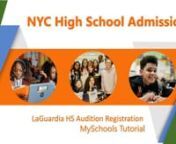 Watch this video to learn how to register for LaGuardia High School auditions using MySchools. To learn more, visit us at schools.nyc.gov/SHS.
