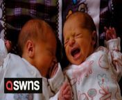 A mum has been left overjoyed after giving birth to a hospitals first set of twins on New Year&#39;s Day - just a year after she suffered her second miscarriage. &#60;br/&#62;&#60;br/&#62;Brigitta Suha, 32, was surprised to learn that she had given birth to University Hospital Coventry&#39;s first baby of the new year on January 1 of this year.&#60;br/&#62;&#60;br/&#62;Veronika was born at 2.54am weighing 5lbs 110z and followed shortly by second born Viktoria at 3.29am weighing 5lb 3oz. &#60;br/&#62;&#60;br/&#62;The joyous news came after what had been a &#39;terrible couple of years&#39; for Brigitta and husband of eight years, Norbert, 35, after she suffered two miscarriages in 2020 and 2021.&#60;br/&#62;&#60;br/&#62;After experiencing bleeds in the first six weeks of pregnancy with the twins, Brigitta became concerned that she was experiencing another miscarriage. &#60;br/&#62;&#60;br/&#62;But, after going for a scan early in this pregnancy, she was shocked to learn there was not one heartbeat, but two.&#60;br/&#62;&#60;br/&#62;Brigitta, of Barwell, Leics., was put into an induced labour on December 31 at 10pm meaning her first born was the first born at the hospital in the new year. &#60;br/&#62;&#60;br/&#62;Brigitta, originally from Hungary but moved to England in 2012, said: &#92;