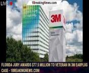A jury in Pensacola, Fla., federal court on Friday ordered 3M to pay &#36;77.5 million to a U.S. Army veteran who said he suffered hearing damage as a result of using the company&#39;s military-issue earplugs. The verdict for veteran James Beal is the largest ...&#60;br/&#62;&#60;br/&#62;VIEW MORE : https://bit.ly/1breakingnews&#60;br/&#62;