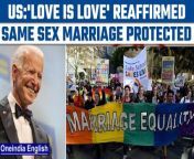 The US Senate passed a landmark bill on Tuesday protecting same-Sex marriage and interracial marriages. Lawmakers from both parties moved to forestall the possibility of the conservative-led Supreme Court taking away this right as it did with abortion. &#60;br/&#62; &#60;br/&#62;#SameSexMarriage #US #JoeBiden