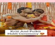 On the occasion of Holi, Kriti kharbanda and Pulkit Samrat celebrates their Haldi Ceremony.