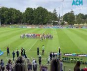 Newcastle Jets walk on with family members at No.2 Sportsground against Melbourne Victory in A-League Women &#124; March 23, 2024
