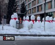 A bizarre video shows over 100 giant snowmen taking over the streets of a neighbourhood in China.&#60;br/&#62;&#60;br/&#62;The video, filmed in Erdaobaihezhen in Antu County, shows the figures filling every pavement and even perched on rooftops. &#60;br/&#62;&#60;br/&#62;They have red scarves that appear to be made of ribbons, black eyes and traditional orange noses. &#60;br/&#62;&#60;br/&#62;The arrangement of the snowmen has been compared online to the nation&#39;s famous Terracotta Army.
