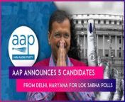 On February 27, Delhi CM Arvind Kejriwal announced the names of five candidates for Lok Sabha polls from Delhi and Haryana. AAP has fielded senior leader Somnath Bharti from the New Delhi constituency. Kondli MLA Kuldeep Kumar has been fielded from East Delhi. Sahiram Pahalwan will contest from South Delhi. Former MP Mahabal Mishra will fight from West Delhi. AAP declared former Rajya Sabha MP Sushil Gupta as its candidate from Kurukshetra in Haryana. The Arvind Kejriwal led AAP has joined hands with the INDIA bloc for the Lok Sabha elections. Watch the video to know more.&#60;br/&#62;