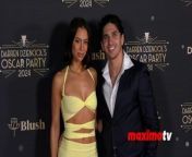 https://www.maximotv.com &#60;br/&#62;B-roll footage: Kayla Rich (@kaylarichart) and Sebastian Melrose (@sebmelrose) on the red carpet at Darren Dzienciol&#39;s annual Oscar Party on Friday, March 8, 2024, at a private residence in Bel Air, California, USA. This video is only available for editorial use in all media and worldwide. To ensure compliance and proper licensing of this video, please contact us. ©MaximoTV