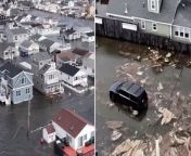 Flooding in a New Hampshire coastal town was captured by drone footage.Source: Henry’s Weather Channel