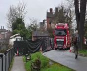 A service truck has ended up making a big hole in a footpath after driving down it.It seems to be a sinkhole. Its next to the weir in Shrewsbury.