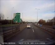 A shocking video shows a driver swerving to avoid a vehicle driving the wrong way down an A road.&#60;br/&#62;&#60;br/&#62;The dashcam footage shows a Peugeot 208 barreling down the left-hand lane - forcing vehicles to swerve right to avoid a crash.&#60;br/&#62;&#60;br/&#62;James, 29, witnessed the incident on the A19 near the Norton exit on March 1st whilst driving from Stockton in County Durham to Newcastle.&#60;br/&#62;&#60;br/&#62;James, who didn&#39;t wish to reveal his last name, was on his way to work when he captured the incident on video.