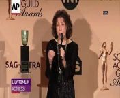 Speaking backstage at the SAG Awards, actress Lily Tomlin admits she&#39;s worried about Donald Trump &#92;
