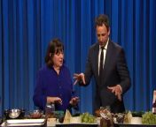 Food Network host and best-selling author Ina Garten does a cooking demo where she shows Seth how to put together a cheese plate.