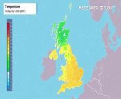 Forcast temperatures for the UK