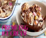 This no-churn Creme Egg ice cream is a delicious mix of chocolate, vanilla and fondant flavours...
