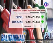 May rollback kaya sa oil products next week?&#60;br/&#62;&#60;br/&#62;&#60;br/&#62;Balitanghali is the daily noontime newscast of GTV anchored by Raffy Tima and Connie Sison. It airs Mondays to Fridays at 10:30 AM (PHL Time). For more videos from Balitanghali, visit http://www.gmanews.tv/balitanghali.&#60;br/&#62;&#60;br/&#62;#GMAIntegratedNews #KapusoStream&#60;br/&#62;&#60;br/&#62;Breaking news and stories from the Philippines and abroad:&#60;br/&#62;GMA Integrated News Portal: http://www.gmanews.tv&#60;br/&#62;Facebook: http://www.facebook.com/gmanews&#60;br/&#62;TikTok: https://www.tiktok.com/@gmanews&#60;br/&#62;Twitter: http://www.twitter.com/gmanews&#60;br/&#62;Instagram: http://www.instagram.com/gmanews&#60;br/&#62;&#60;br/&#62;GMA Network Kapuso programs on GMA Pinoy TV: https://gmapinoytv.com/subscribe