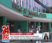 Mahigit 1,500 student visa ang hiningi ng isang unibersidad sa Cagayan para sa mga estudyanteng Tsino, ayon sa Bureau of Immigration. Pero ayon sa unibersidad, wala raw kahina-hinala rito.&#60;br/&#62;&#60;br/&#62;&#60;br/&#62;24 Oras Weekend is GMA Network’s flagship newscast, anchored by Ivan Mayrina and Pia Arcangel. It airs on GMA-7, Saturdays and Sundays at 5:30 PM (PHL Time). For more videos from 24 Oras Weekend, visit http://www.gmanews.tv/24orasweekend.&#60;br/&#62;&#60;br/&#62;#GMAIntegratedNews #KapusoStream&#60;br/&#62;&#60;br/&#62;Breaking news and stories from the Philippines and abroad:&#60;br/&#62;GMA Integrated News Portal: http://www.gmanews.tv&#60;br/&#62;Facebook: http://www.facebook.com/gmanews&#60;br/&#62;TikTok: https://www.tiktok.com/@gmanews&#60;br/&#62;Twitter: http://www.twitter.com/gmanews&#60;br/&#62;Instagram: http://www.instagram.com/gmanews&#60;br/&#62;&#60;br/&#62;GMA Network Kapuso programs on GMA Pinoy TV: https://gmapinoytv.com/subscribe