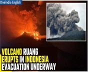 The Ruang volcano in Indonesia&#39;s North Sulawesi province erupted multiple times, prompting the evacuation of over 800 people. The eruptions, triggered by recent earthquakes, emitted lava and ash clouds, prompting authorities to raise the alert level. Residents were relocated to Tagulandang Island for safety as the volcano spewed hazardous &#92;