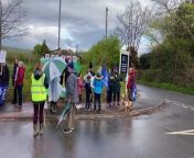 Teacher strike at Llangors Church in Wales Primary School from bus express