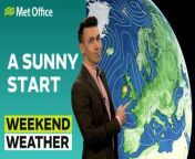 This is the Met Office UK Weather forecast for the weekend 18/04/2024.&#60;br/&#62; &#60;br/&#62;High pressure arrives this weekend bringing plenty of fine weather. After a sunny start, however, it will turn a little cloudier with patchy rain for some. Bringing you this weekend’s weather forecast is Aidan McGivern.&#60;br/&#62;