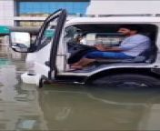 Flooded road in Sharjah from babe sir road