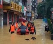 Residents were evacuated as heavy rainfall flooded southern Chinese cities.Source: CCTV / AP