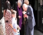 King and Queen exchanged flowers and gifts with children as Charles resumed public duties.Source: Reuters