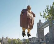 Harry Potter’s Aunt Marge was spotted floating in mid-air near Tower Bridge.&#60;br/&#62; &#60;br/&#62;The giant replica played on the comical scene in Harry Potter and the Prisoner of Azkaban, where Harry Potter unintentionally casts an inflating charm on his Aunt Marge, causing her to inflate like a balloon and float away.