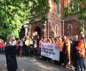 Members of the Save Chatham Docks campaign staged a protest at the St George&#39;s Centre before Medway Council&#39;s planning meeting