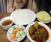 EATING WHITE RICE, EXTRA CHICKEN GRAVY, CHICKEN CURRY WITH POTATO, PAPPAD FRY, SALAD &#124; MUKBANG&#60;br/&#62;#mukbang #eating #eatingshow #asmreating #chickencurry #salad