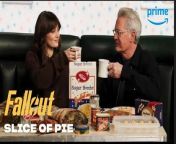 Ella Purnell and Kyle MacLachlan eat cherry pie, drink coffee and chat Fallout. All episodes available April 11.