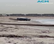 A dramatic video captures the harrowing moment when a four-wheel-drive vehicle loses control and flips several times on Abu Al Hasaniya Beach in Kuwait. Despite the violent crash, the 34-year-old driver miraculously emerges from the wreckage with only minor injuries.&#60;br/&#62;