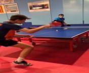 This guy was training for ping-pong. He quickly hit balls while a guy speedily threw them at him. He successfully displayed his talent during the intense training session.&#60;br/&#62;*The underlying music rights are not available for license. For use of the video with the track(s) contained therein, please contact the music publisher(s) or relevant rightsholder(s).