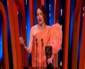 Baftas: Emma Stone says she&#39;s thankful for &#39;punching baby&#39; line in Poor ThingsSource: EE BAFTA Film Awards 2024, BBC