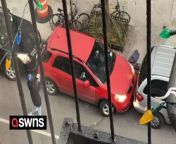 A driver took more than two minutes to get out of a tight space - ending up needing a 17-point turn.&#60;br/&#62;&#60;br/&#62;Video shows the person at the wheel of a red Suzkui edging out a small spot in Hell&#39;s Kitchen, New York.&#60;br/&#62;&#60;br/&#62;A passenger can be seen providing instruction from the road.&#60;br/&#62;&#60;br/&#62;The driver eventually makes it out of the space in the video, which was shot in February 2022.