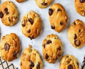 Air Fryer Chocolate Chip Cookies have a slightly crisp outside with a soft gooey center.