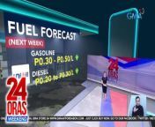 Rollback sa petrolyo ang asahan sa darating na Linggo.&#60;br/&#62;&#60;br/&#62;&#60;br/&#62;24 Oras Weekend is GMA Network’s flagship newscast, anchored by Ivan Mayrina and Pia Arcangel. It airs on GMA-7, Saturdays and Sundays at 5:30 PM (PHL Time). For more videos from 24 Oras Weekend, visit http://www.gmanews.tv/24orasweekend.&#60;br/&#62;&#60;br/&#62;#GMAIntegratedNews #KapusoStream&#60;br/&#62;&#60;br/&#62;Breaking news and stories from the Philippines and abroad:&#60;br/&#62;GMA Integrated News Portal: http://www.gmanews.tv&#60;br/&#62;Facebook: http://www.facebook.com/gmanews&#60;br/&#62;TikTok: https://www.tiktok.com/@gmanews&#60;br/&#62;Twitter: http://www.twitter.com/gmanews&#60;br/&#62;Instagram: http://www.instagram.com/gmanews&#60;br/&#62;&#60;br/&#62;GMA Network Kapuso programs on GMA Pinoy TV: https://gmapinoytv.com/subscribe